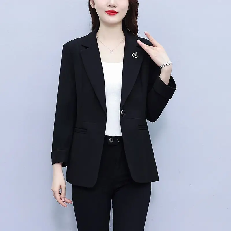 

Faionable Bla Suit Jaet для женщин, весенне-осенняя верхняя одежда Sle ort, топ для похудения, большой размер мм, модная повседневная одежда