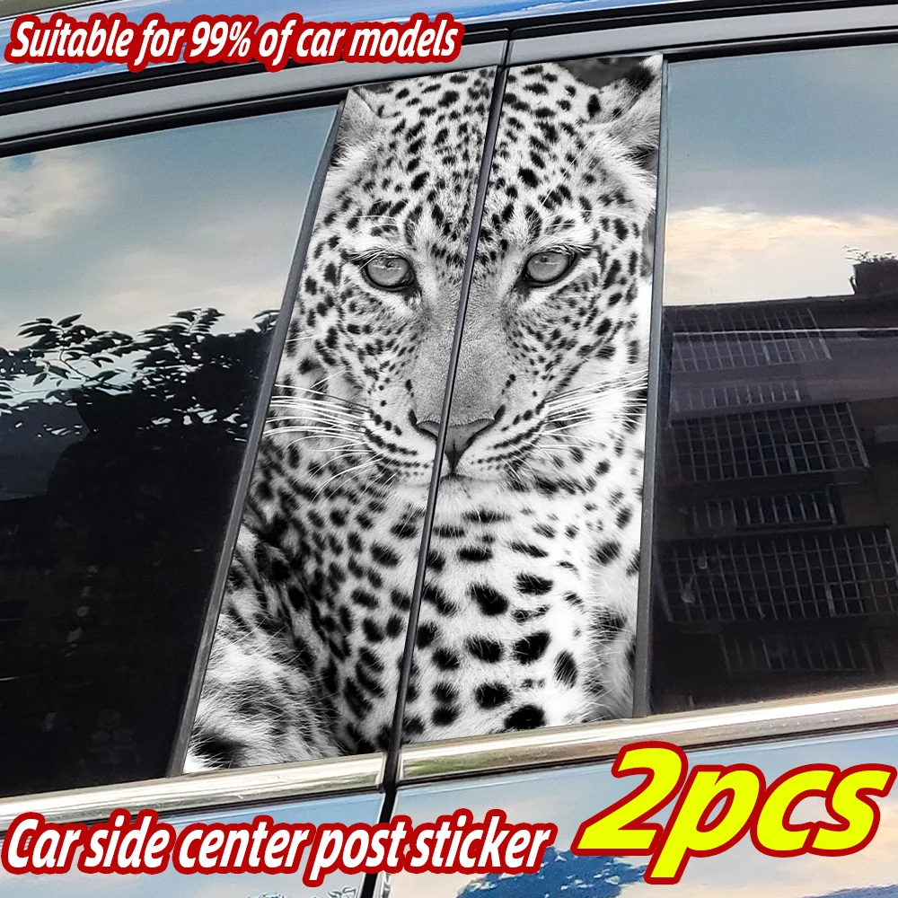 

Cool Leopard Car Stickers Auto B Pillar Waterproof Sunscreen Decoration Cover Scratches Car Doors Pillar Vinyl Decal Accessories