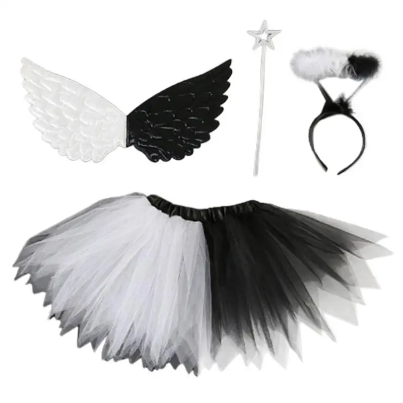 Ensemble costumes arc-en-ciel d'Halloween 652F, accessoires Costume Cosplay du diable pour enfants filles, comprenant