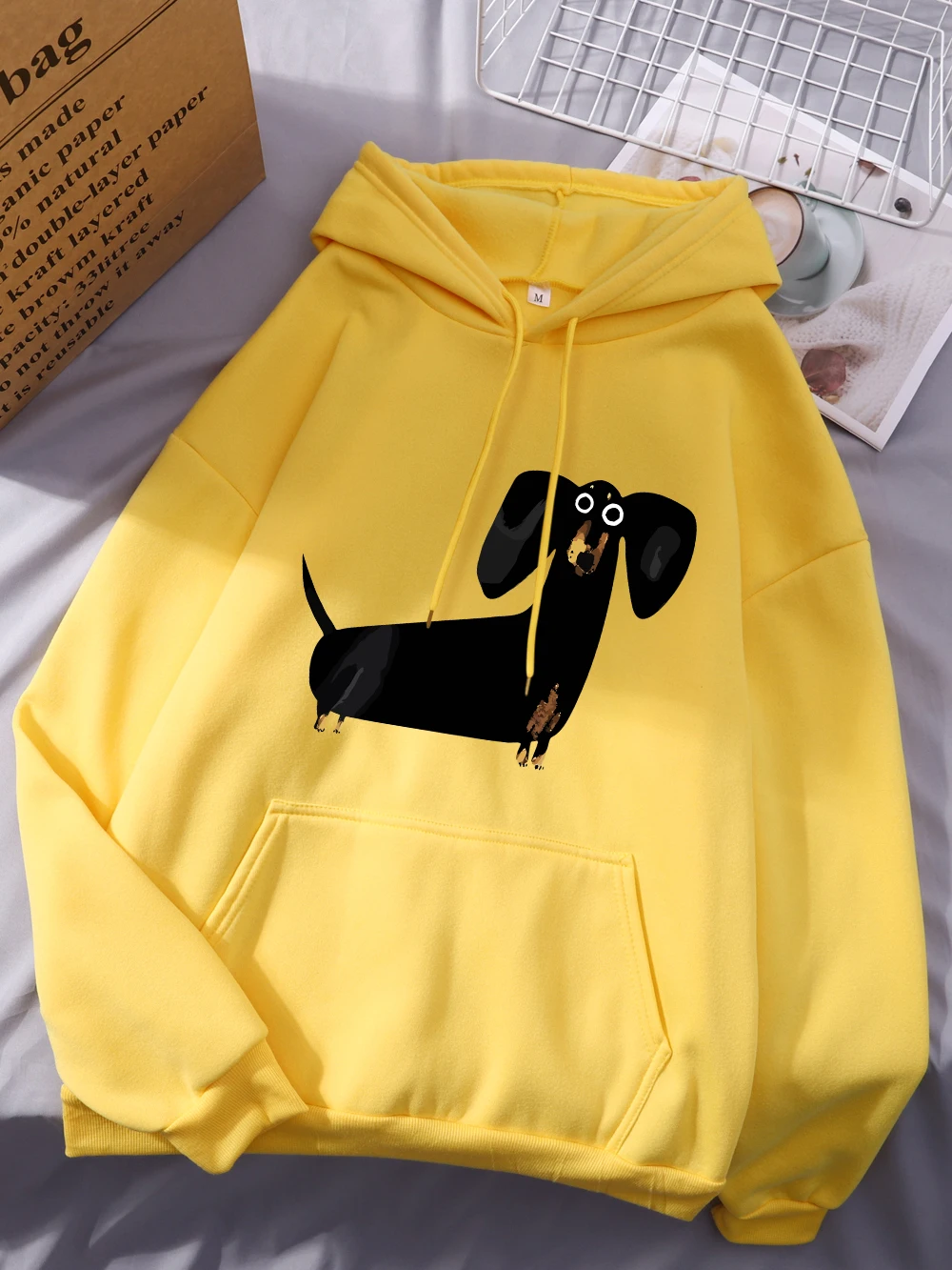 Divertenti cani bassotto stampe felpe con cappuccio da donna in pile invernale caldo con cappuccio tasca casual felpa comoda abbigliamento sportivo da donna allentato