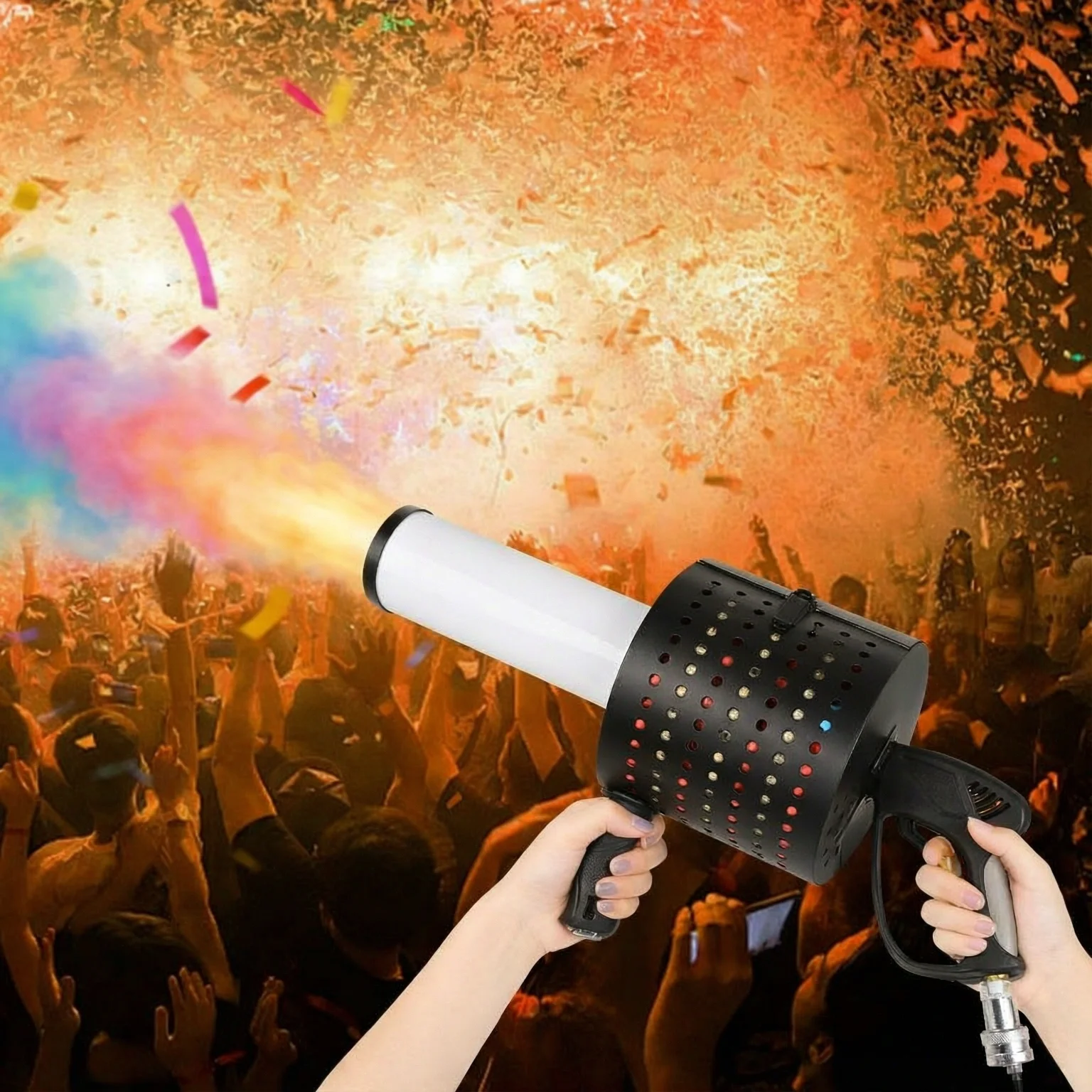 Handheld CO₂ Jet Confetti Machine RGB LED CO2 Cannon Blaster 19.7-26.2ft Spray Stage DJ Party Wedding Nightclub Concert FX Bride