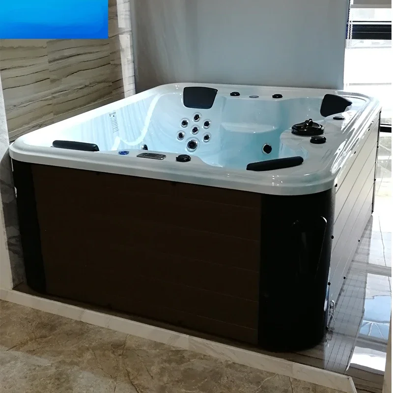 Bañera de hidromasaje para fiesta al aire libre, Spa de gran tamaño, color gris y azul