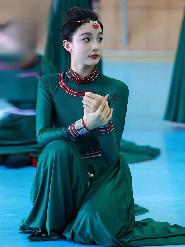 Nowy mongolski taniec, tybetański strój etniczny, kostium na występy, strój na egzamin artystyczny dla kobiet mniejszości etnicznych, ubrania do ćwiczeń narodowych, Yangko