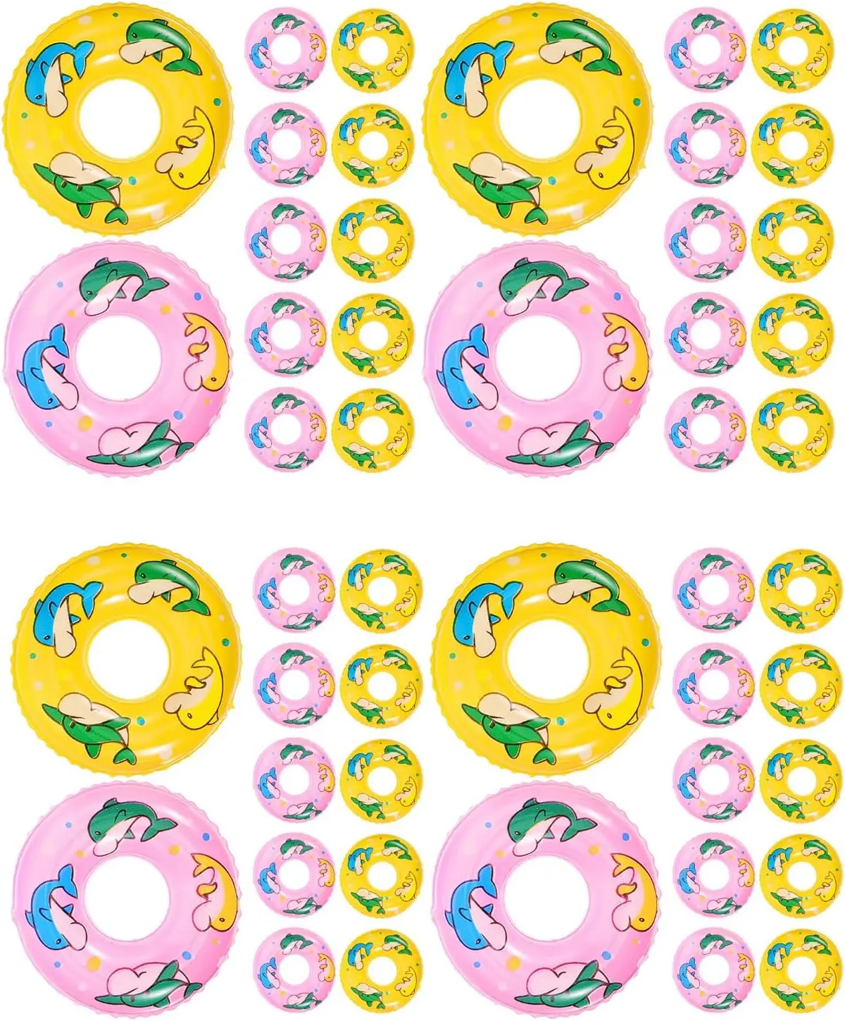 80 pcs Mini Swim Rings Miniature Swimming Rings Float Swimming Rings Toy for Dollhouse Pool Accessories Pink+Yellow