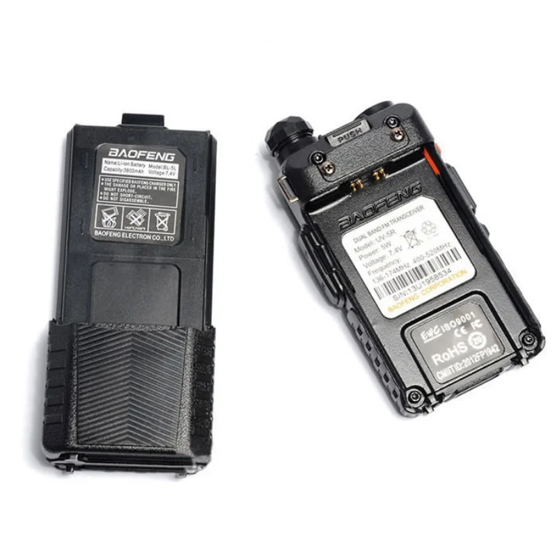 Baofeng-UV-5R Atualização Walkie Talkie, 3800mAh Bateria, Dual Display, Dual Band, Portátil, UHF, VHF, Rádio em Dois Sentidos, UV 5R, 8W