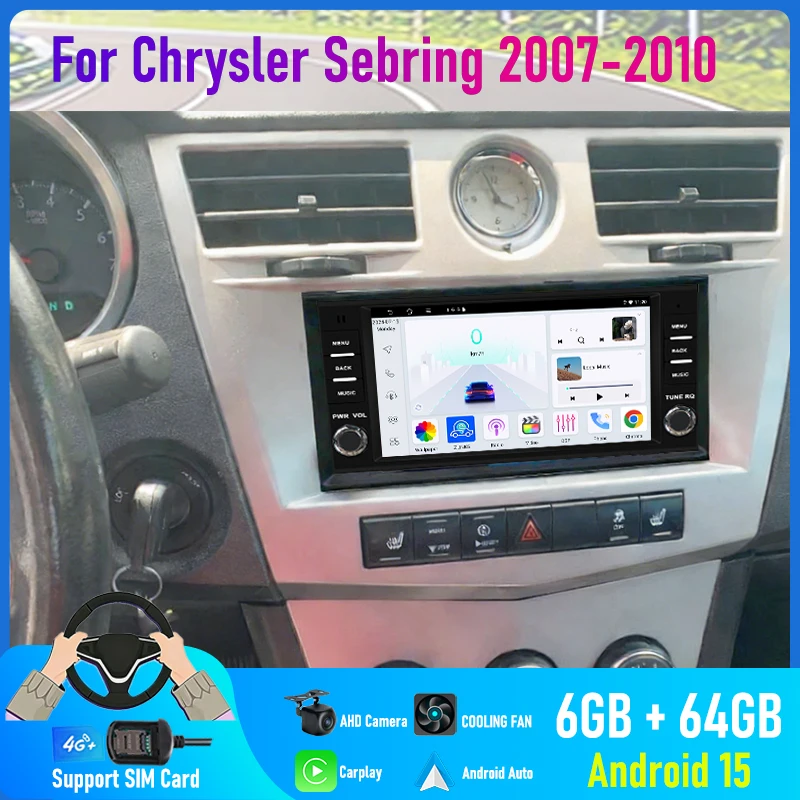 

7'' For Toyota Corolla 2003-2008 Car Radio 4G SIM Camera Navi BT Image Wifi Google Map Android 15 Auto GPS Head Unit Carplay