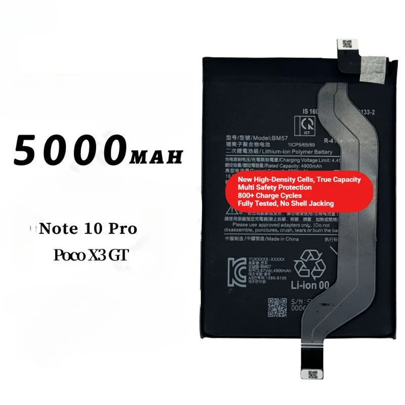 BM57 for Xiaomi Redmi Note 10 Pro China/Poco X3 GT Phone Battery 0 Cycle High Capacity Battery Replacement Bateria  with Tools