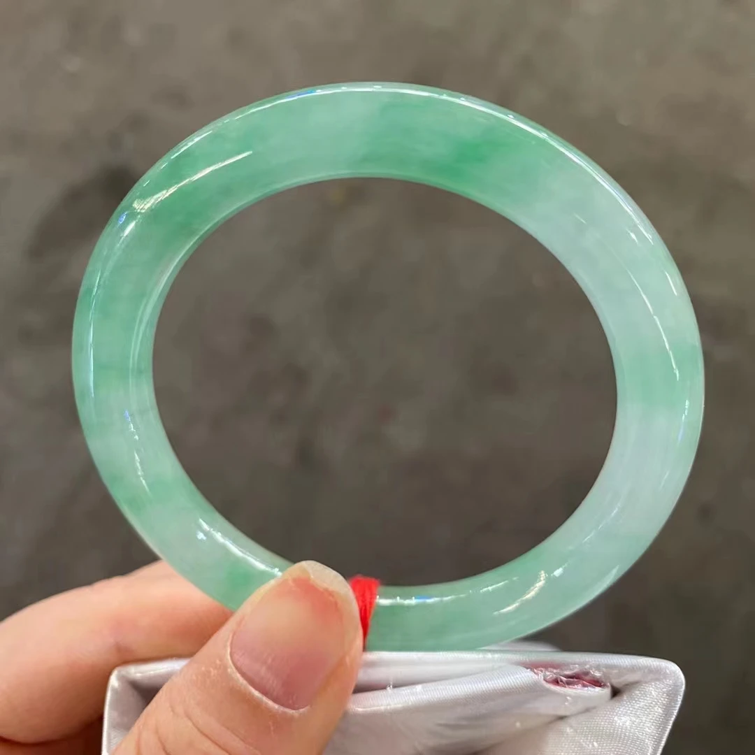 

NEW Natural Refined Jadeite Bracelet Glutinous Seed Floating Green Flower Jadeite Boutique Jade Handring Bangle Fine Jewelry