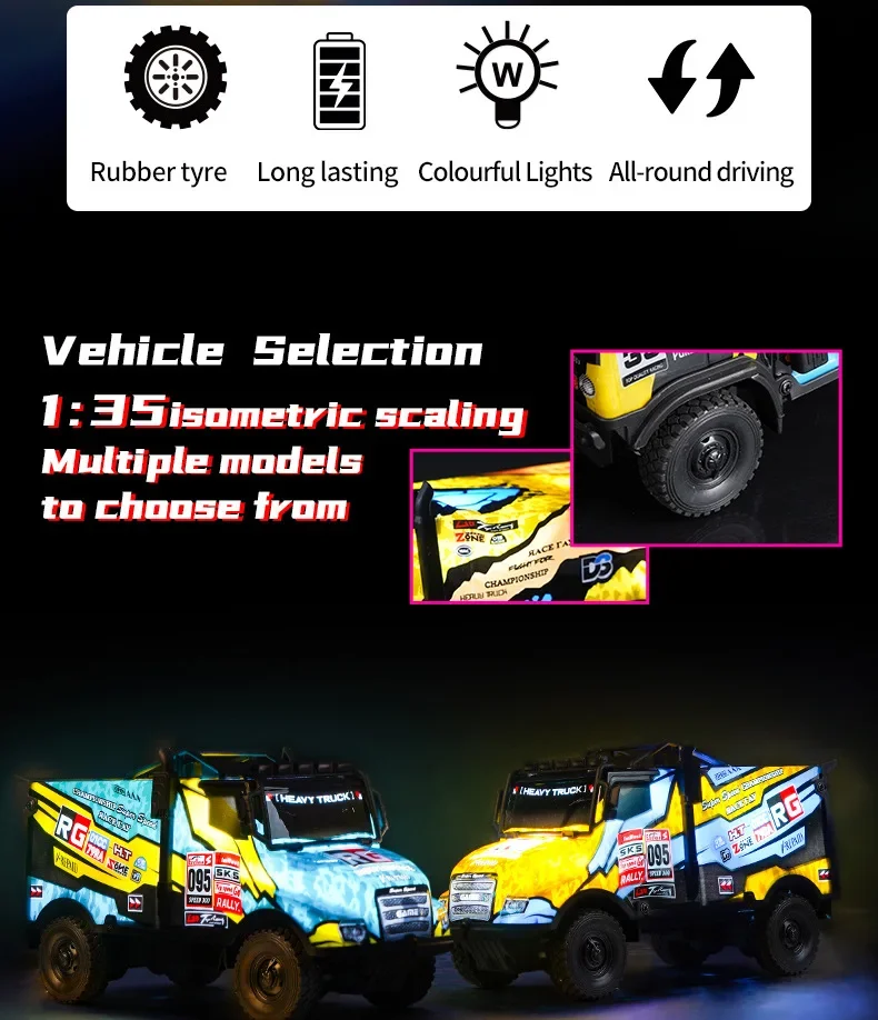 รถบรรทุกบังคับวิทยุ 1/35 รุ่น Heavy Duty Rally Car ขับเคลื่อน 4 ล้อ ปีนป่าย วิ่งออฟโรด ดริฟท์ บั๊กกี้ รถแข่งไฟฟ้า ของขวัญวันเกิดสำหรับเด็ก