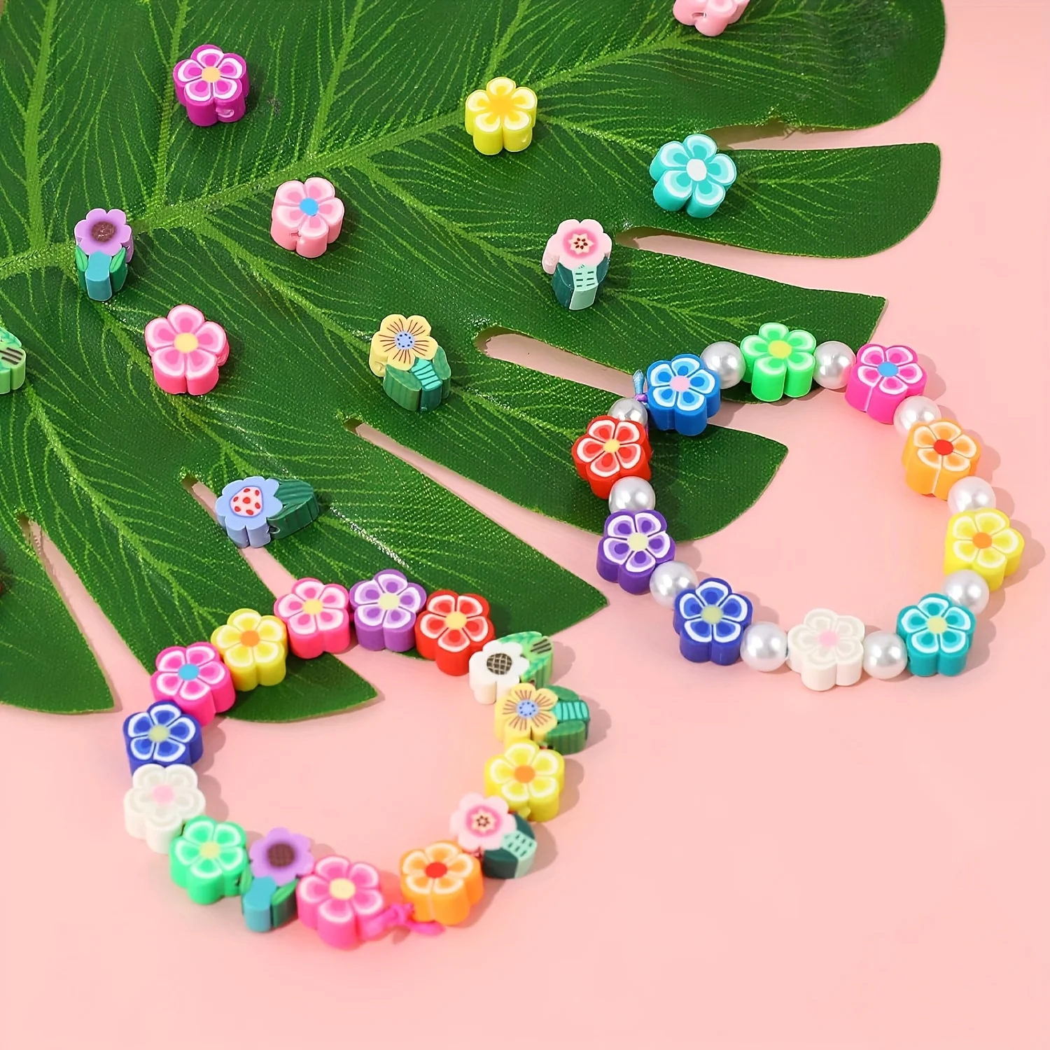 10mm Two Types of Flower Soft Ceramic Beads Mixed Together, Can Be Used as a Small Bracelet Gift for DIY Jewelry Making view 6