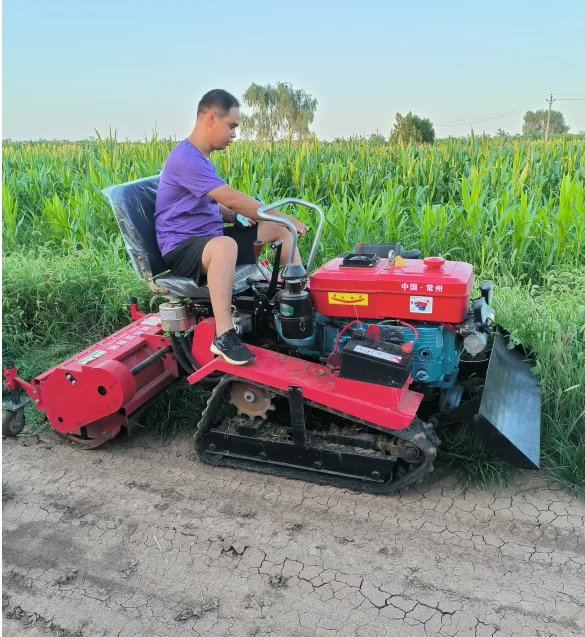 Track Type Rotary Tiller, Agricultural Machinery, Multifunctional Mini Tiller, Hand-held Tractor, Track Type Micro Tiller, 40HP