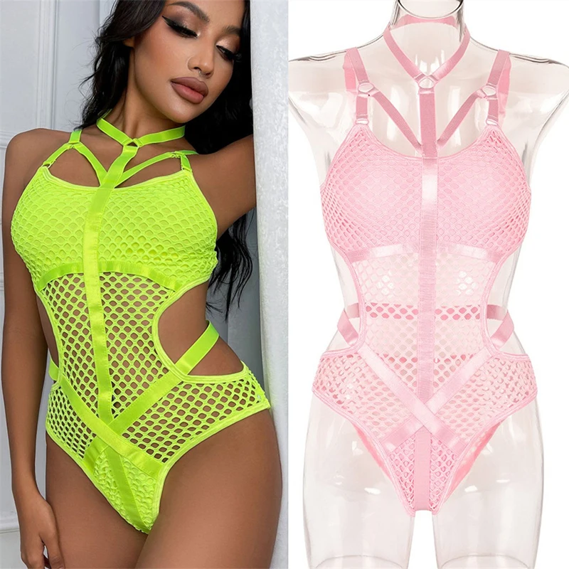 ใหม่ยุโรปและอเมริกาเซ็กซี่ Bodysuit ตาข่าย One-Piece Gogo Dancer ชุดไนท์คลับเครื่องแต่งกาย Rave เสื้อผ้า DN13132