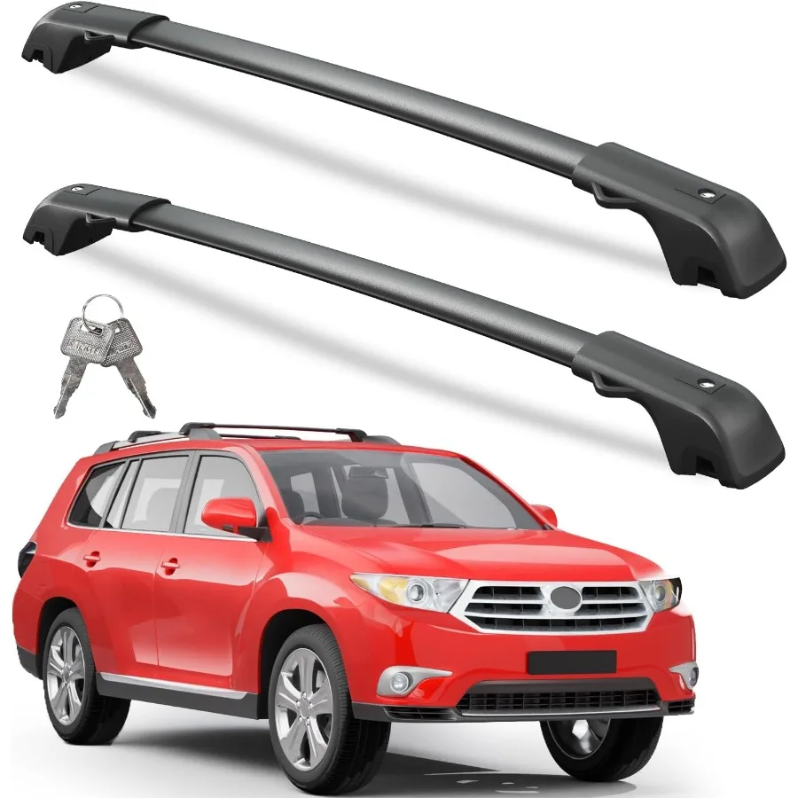 Lockable Roof Rack Cross Bars 220lbs Fit for Highlander 2008 2009 2010 2011 2012 2013 Heavy Duty Aluminum Lockable Roof Rails