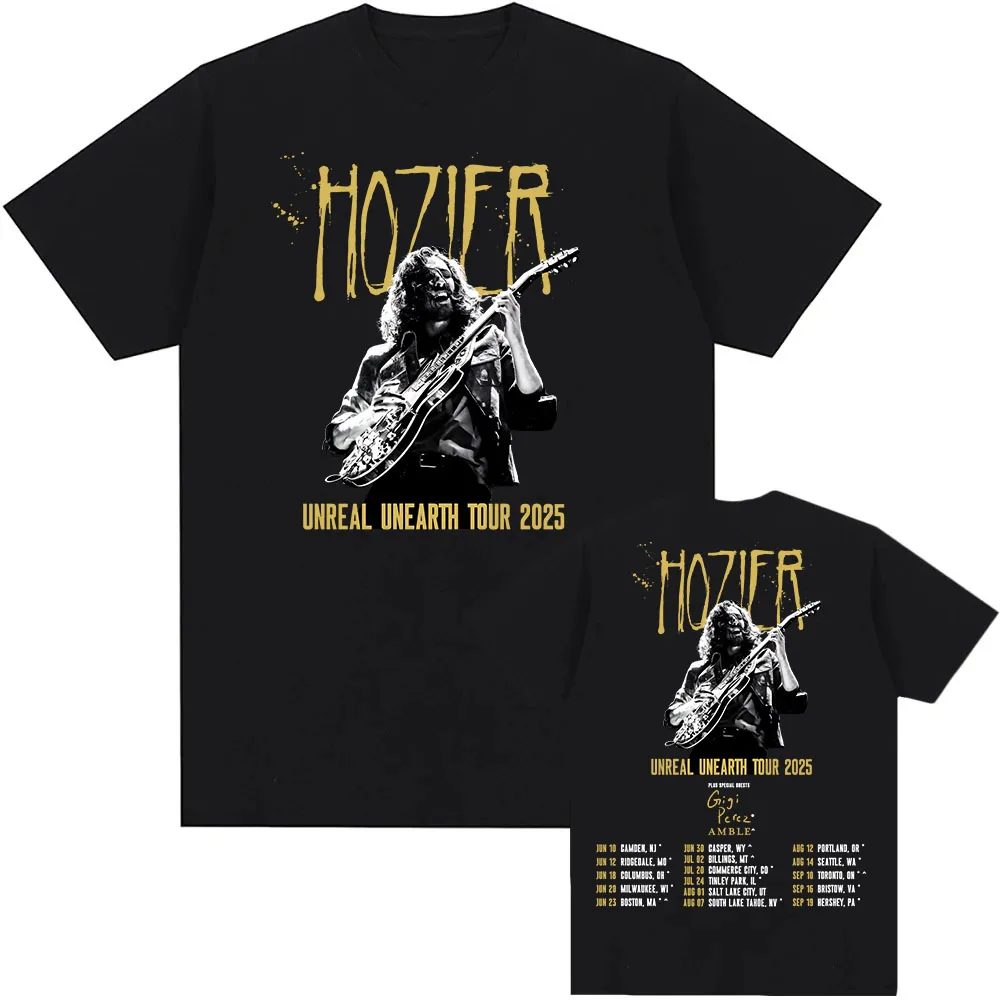Футболка Hozier Unreal Unearth Tour 2025 со специальным гостем Gigi Perez Графические футболки Летняя хлопковая мужская женская футболка Футболки с принтом
