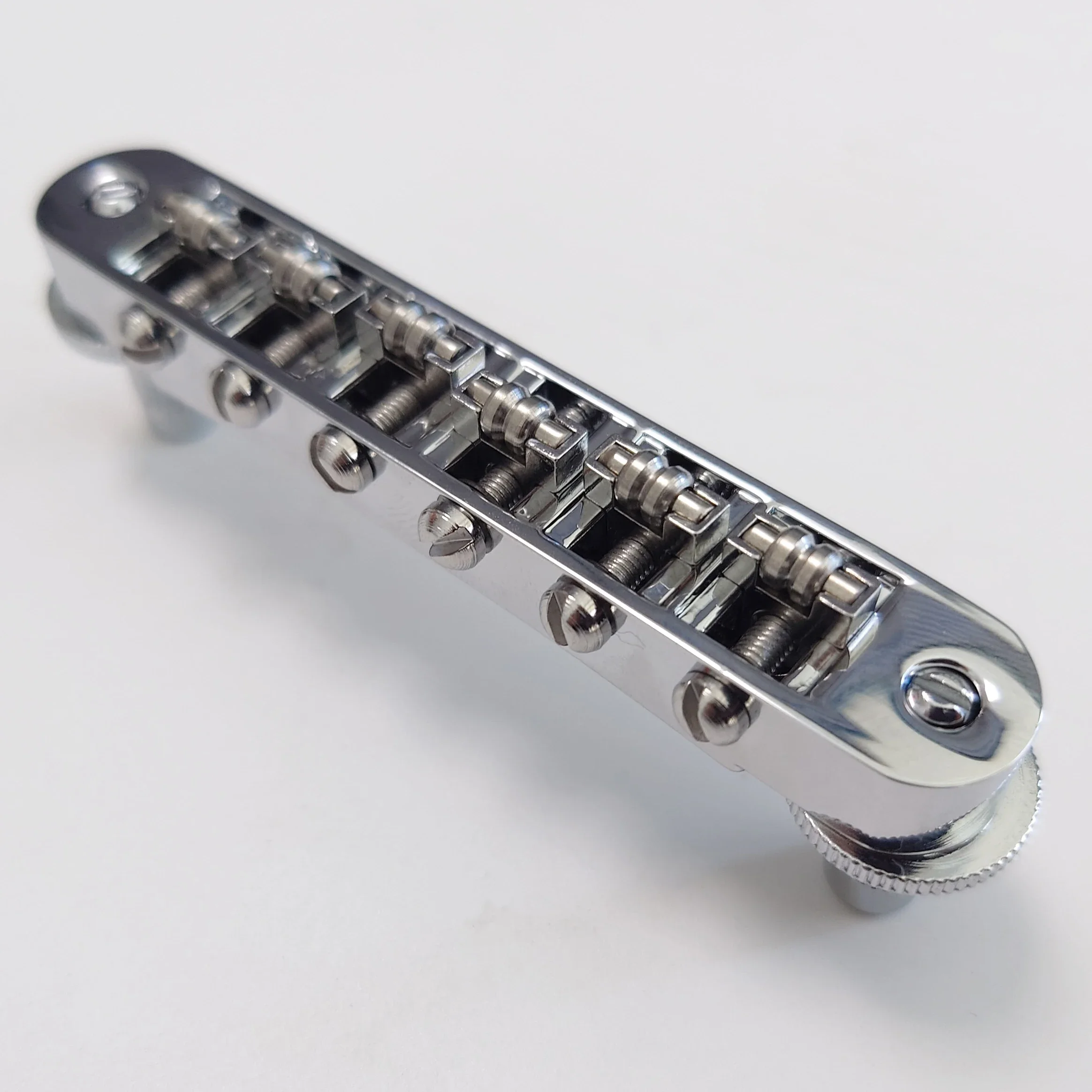 Guitar Roller Saddle Bridge Tailpiece Set, Tune-O-Matic Style, Chrome for ABR LP SG EPI Electric Guitars Replacement Parts