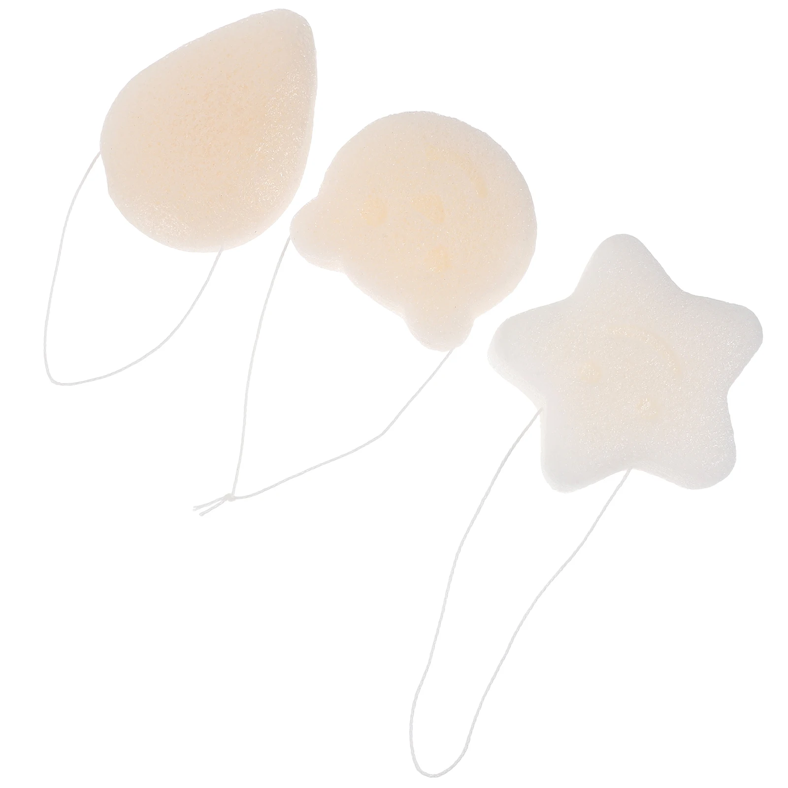 

3pcs Konjac Sponge Drop Shapes Face Body Cleansing Bath Scrub Soft Exfoliating Sponges Adult Kids Home Travel Use