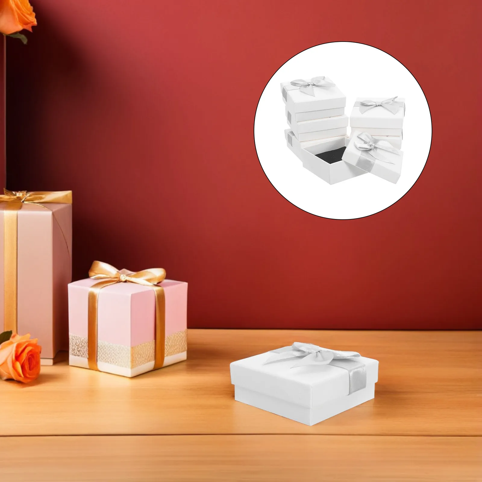 

Glossy Pearl Paper Jewelry Gift Boxes for Bridal Shower Party Favors Ring Boxes Earring Packaging Luxury Storage