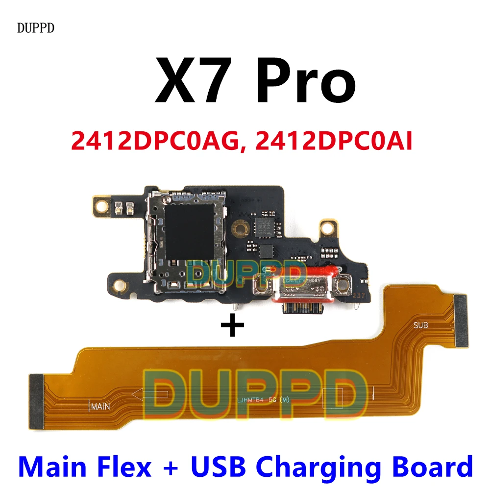 

USB-порт для зарядки, разъем для док-станции, основная материнская плата, слот для SIM-карты, гибкий кабель для Xiaomi Poco X7 Pro 5G, гибкая зарядка