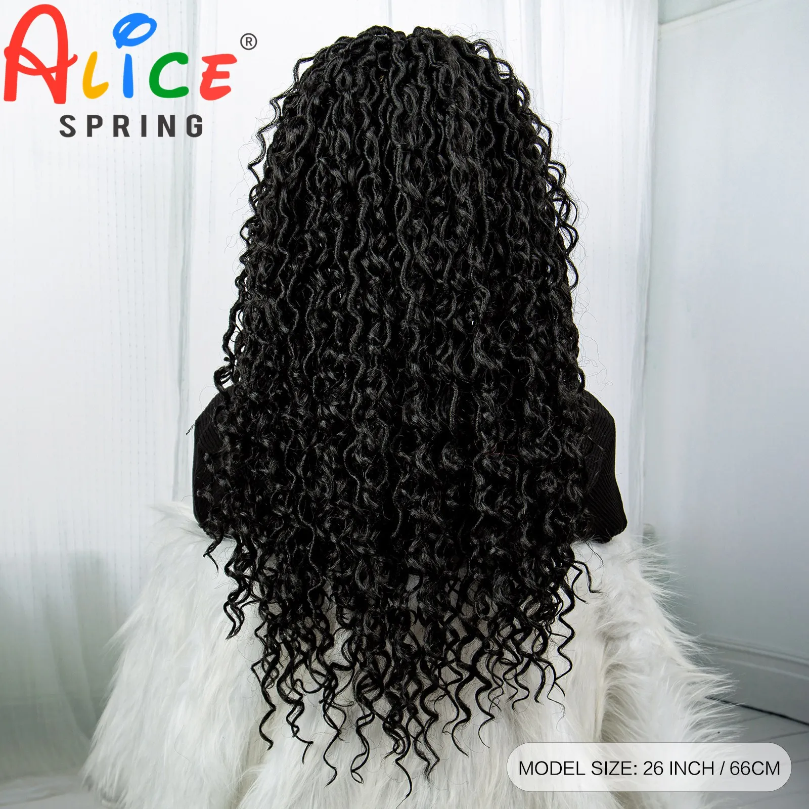 26 Inch Synthetic Lace Front Square Knotless Box Curly Braiding Hair Wig Braided Wigs with PrePlucked Baby Hair for Black Women