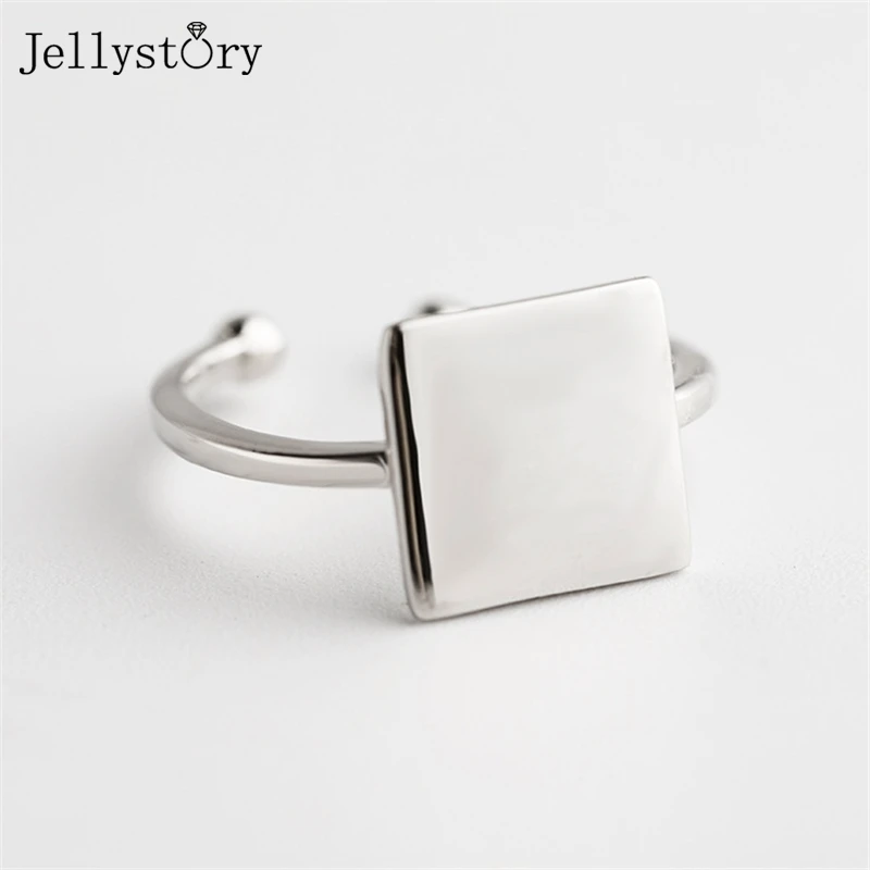 

Jellystory 925 Sterling Silver Open Rings For Women Simple Square Shape Wedding Anniversary Fine Finger Jewelry 2022 Trend