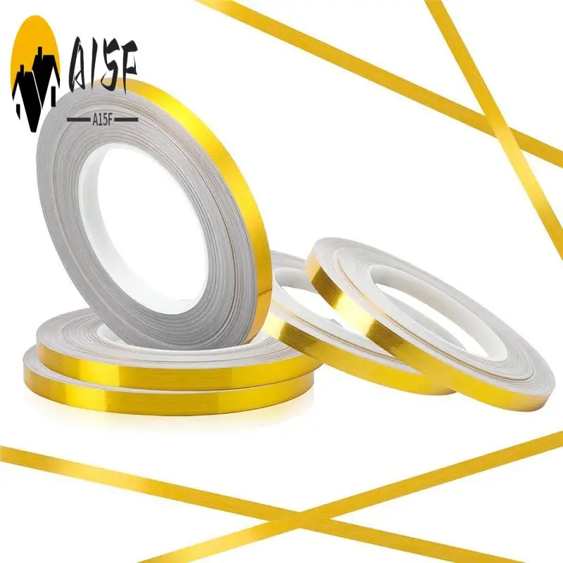 

A15F-Сента из золотой фольги, 5 рулонов, 10 мм х 275 ярдов, металлизированная лента из полиэфирной майларовой пленки, набор золотых лент Васи для настенного ремешка