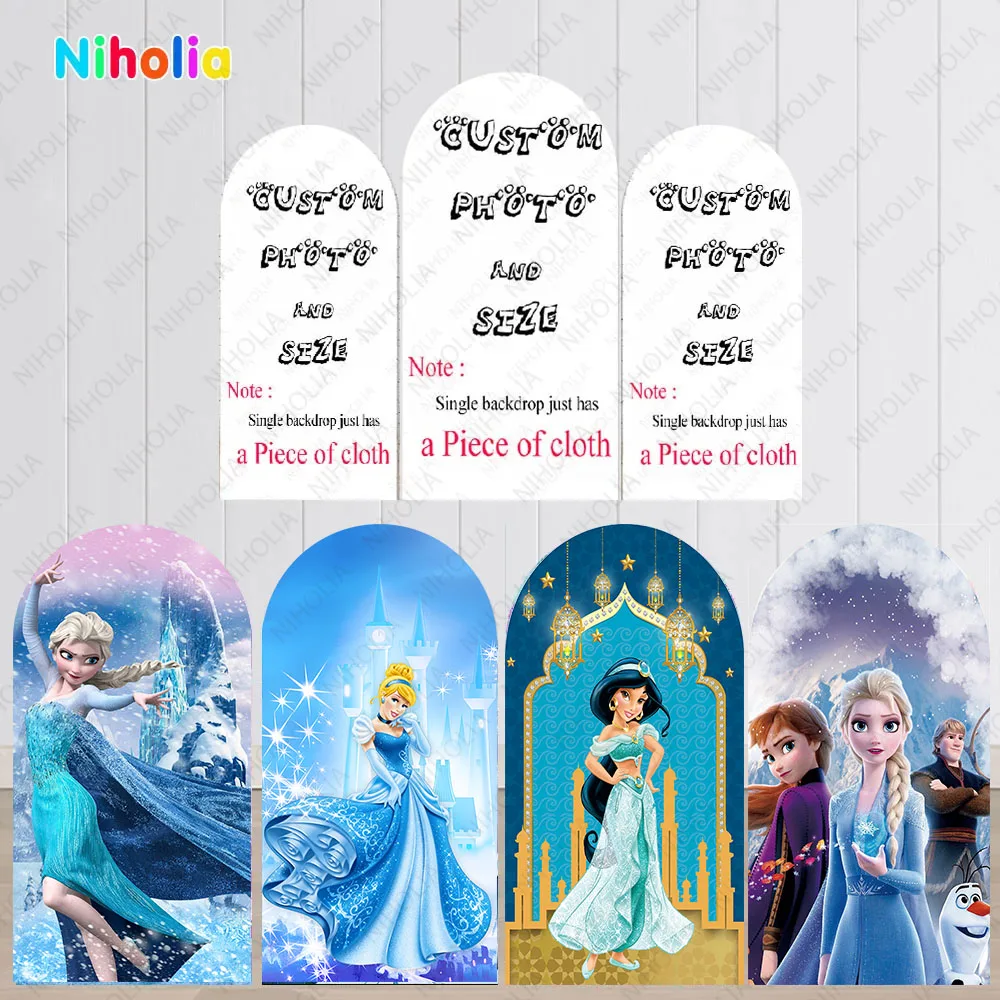 Frozen Cinderella Arch Backdrop Disney Princess Girl Birthday Party Photograph Background Wall Decoration Baby Shower Booth