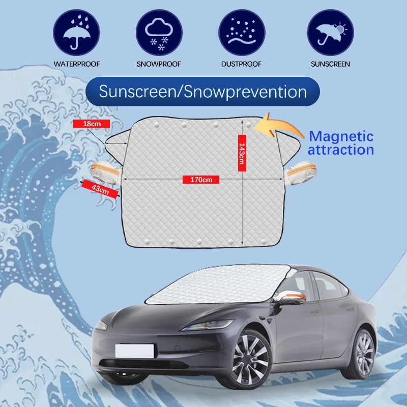 

For Tesla Model 3 ModelS ModelX ModelY Car Winter Windshield Snow Cover Frost Protection Anti-ice Front Windscreen Cover