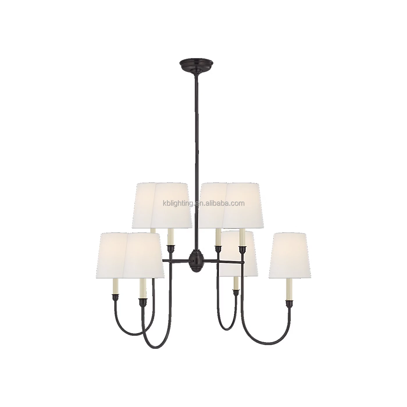 

American CE UL Certified 8 Lights Simple Design Dining Living Room Fabric Shade Candle Chandelier