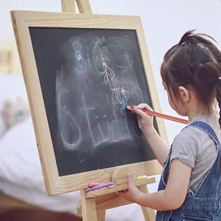 12 Pcs Wooden Chalk Pencils with Sharpener and Kraft Paper Pen Container Chalkboard Pencils Real Slate Colored Chalk Art for Ch