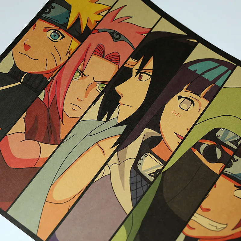 Anime Figure Naruto Kraft Poster Retro Dormitory Restaurant Door Decoration Painting Bedroom Collection Poster Stickers Gift