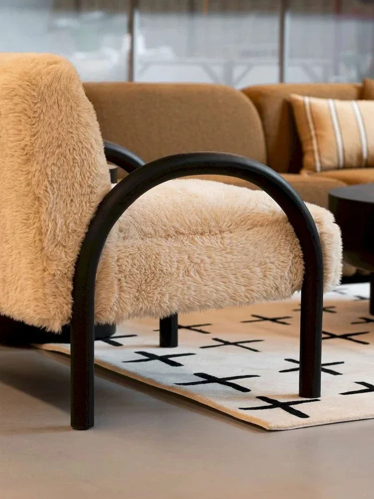 كرسي أريكة بمقعد واحد من القطيفة من خشب البلوط البسيط والحديث كرسي منزلي صغير لغرفة المعيشة مريح #5