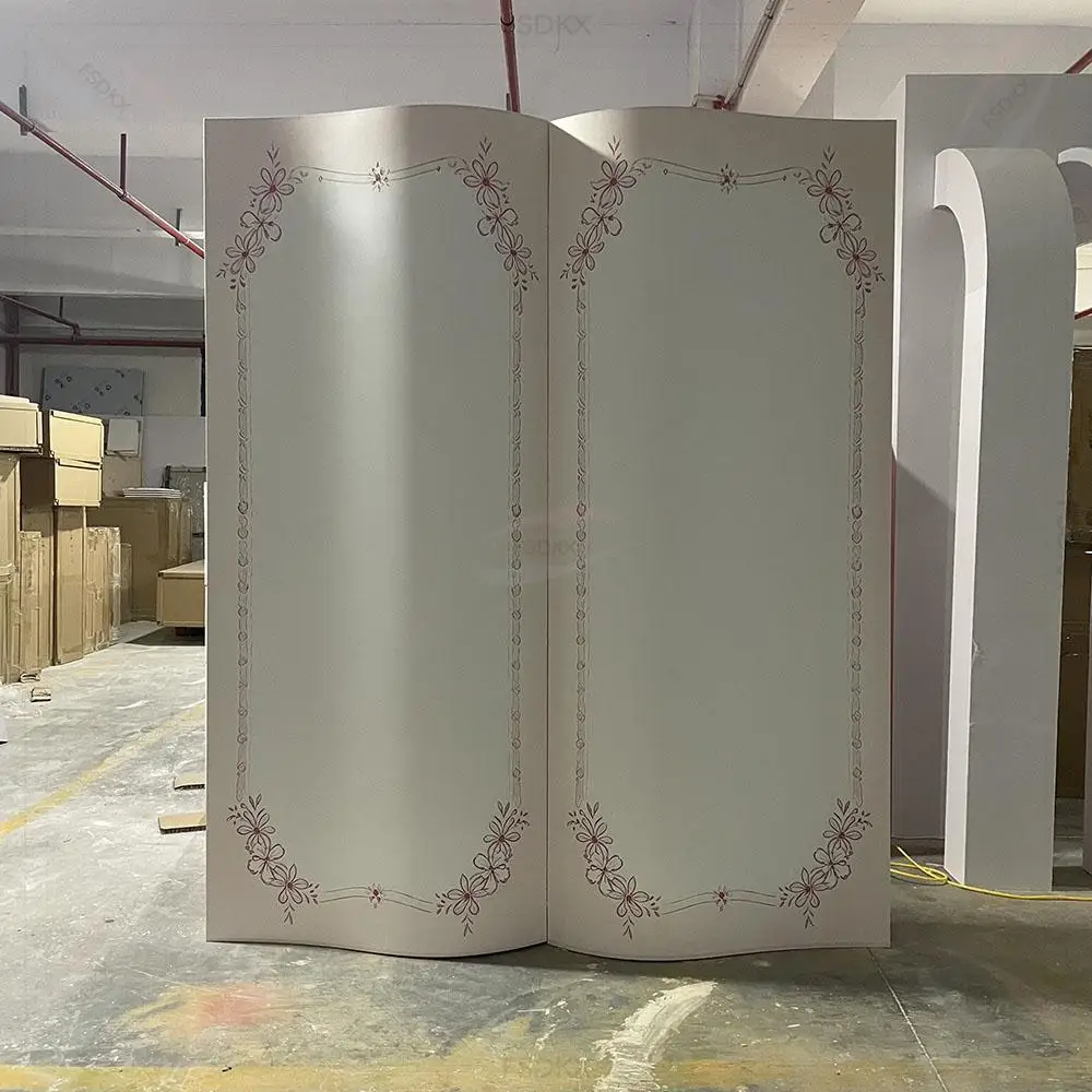 

FSDKX High Quality Chapter Design Wedding Event Stage Pvc Backdrop Book Shape Backdrop Wall Stand