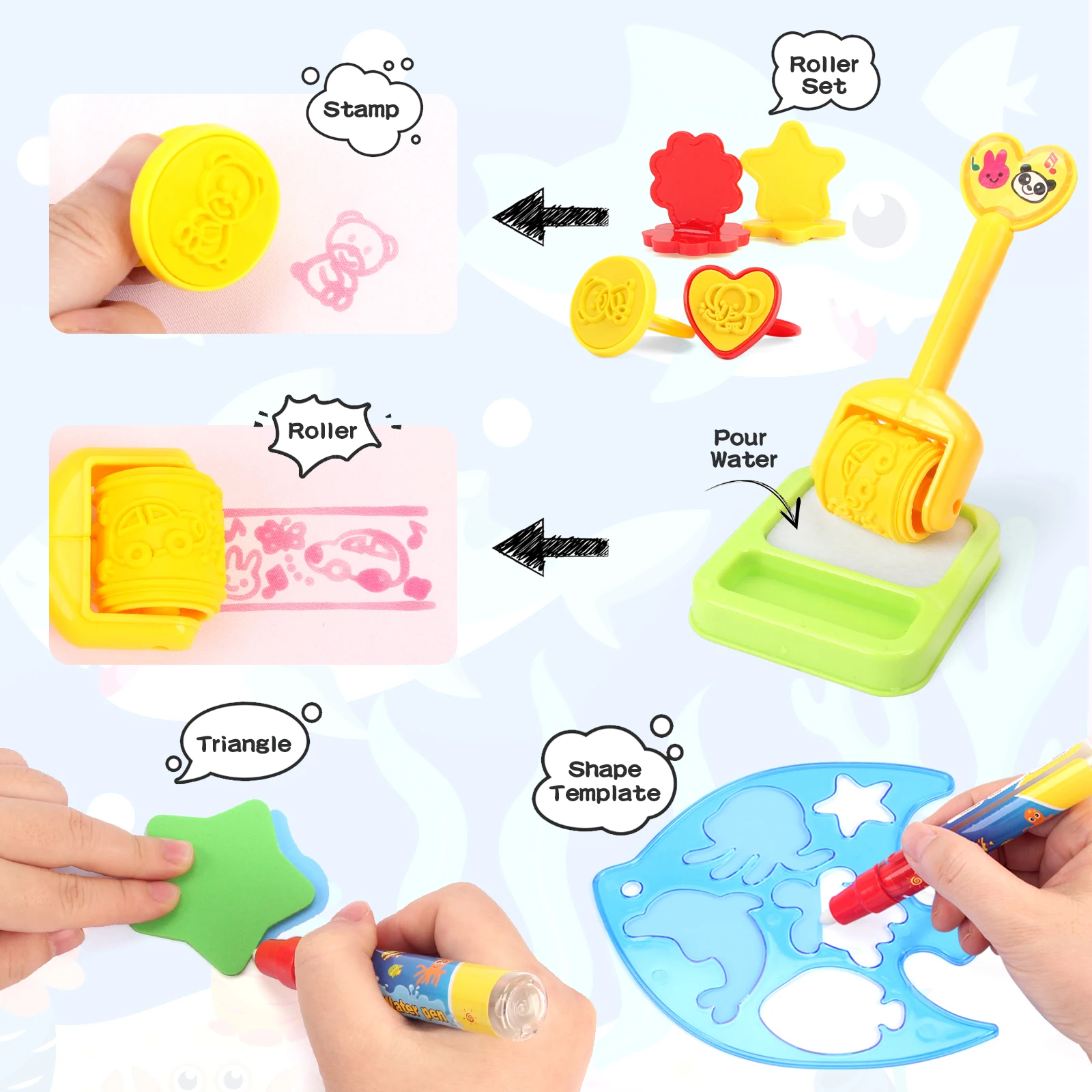 재사용 가능한 매직 펜 포함 색칠 낙서 매직 워터 드로잉 매트, 교육용 페인팅 보드, 어린이용 몬테소리 장난감, 100x80cm