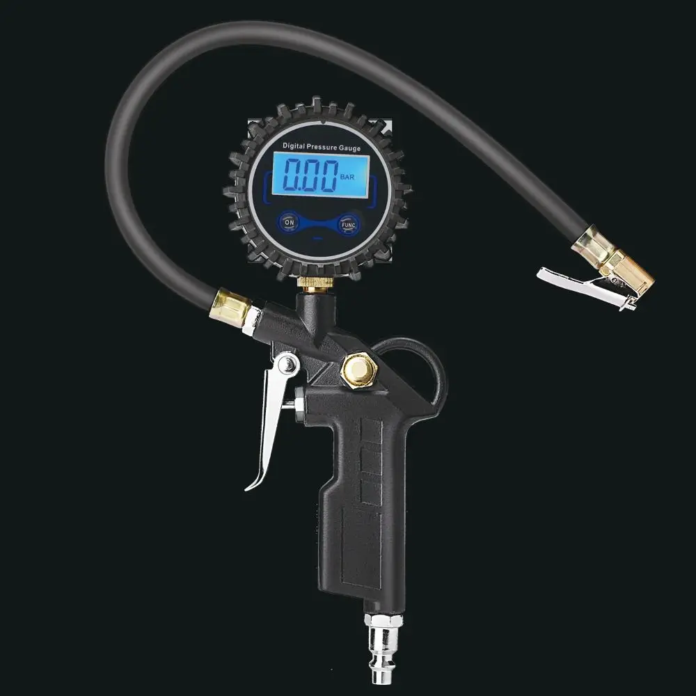 

250 PSI Air Chuck Digital Tire Pressure Gauge 0.1 Display Resolution Rubber Hose Auto Tire Inflator with Quick Connect Coupler