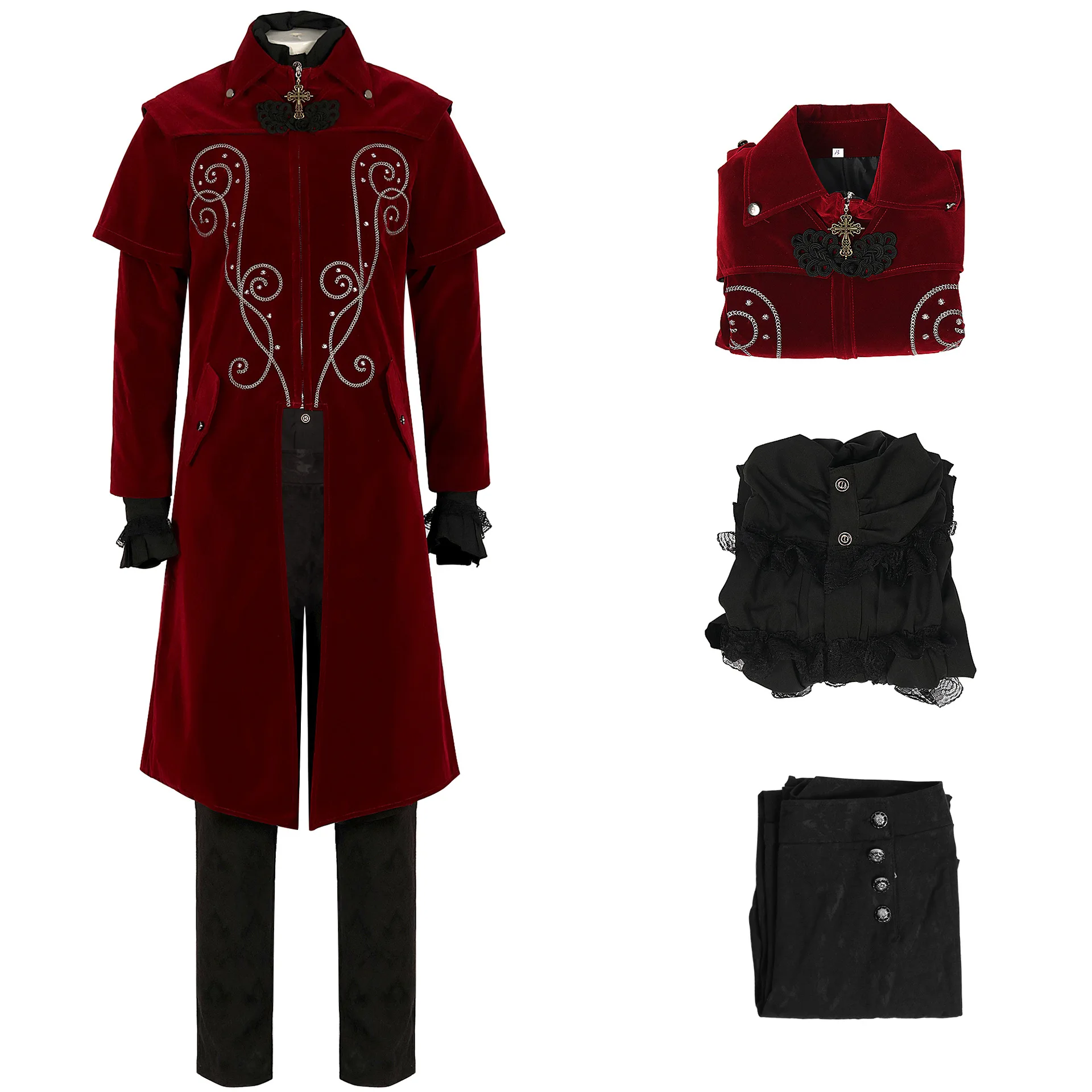 

2025 Halloween Carnival Party Stage Performance Shirt Pants Coat Medieval Steampunk Cosplay Costumes Gothic Victorian Frock Suit