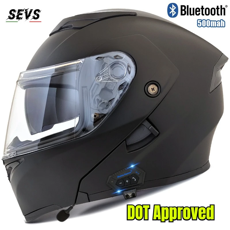 

DOT Approved Men Women Bluetooth Motorcycle Helmet Waterproof Longer Endurance Double Lens Motorcycle Riding Helmet Four Seasons