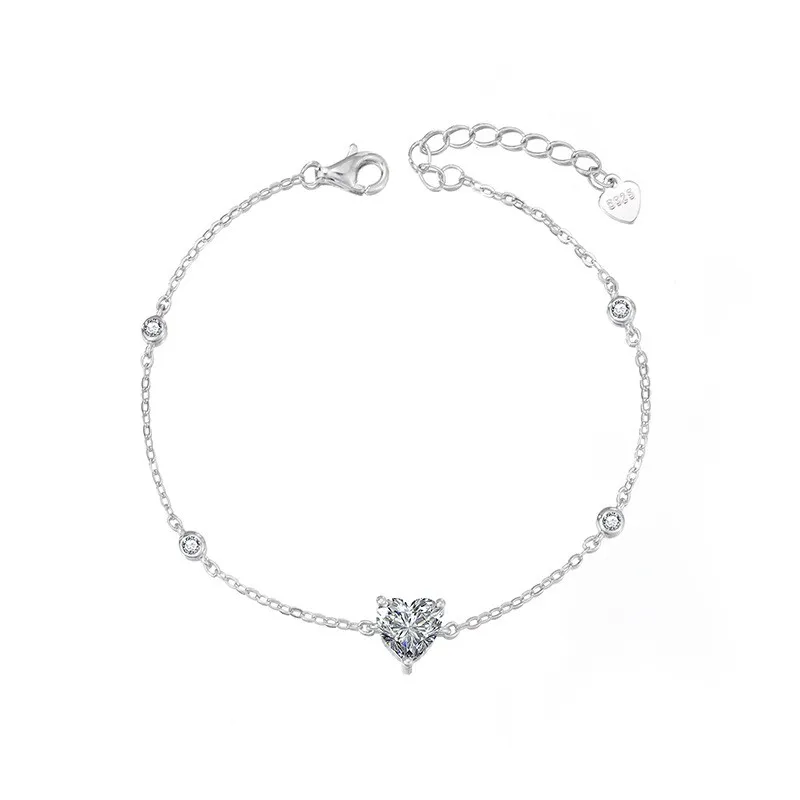

Lefei XRZ042 Классический роскошный 1-каратный браслет с муассанитом в форме сердца для женщин, простой дизайн с пузырьками, стерлинговое серебро S925, вечерние ювелирные изделия, подарок