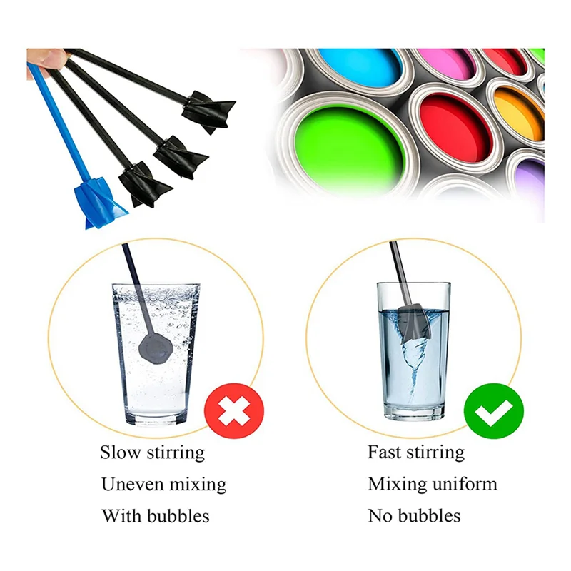 SANQ 8 個エポキシミキサーアタッチメントドリル用、再利用可能なペイントとエポキシ樹脂、ペイント、釉薬を混合するための樹脂ミキサーパドル