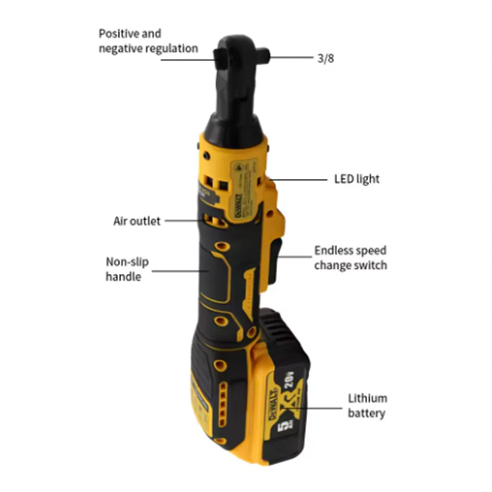 Dewalt DCF512 1/2 Inch Brushless Ratchet Right Angle Wrench LED Cordless Driver Variable Speed Power Wrench 20V Power Tools