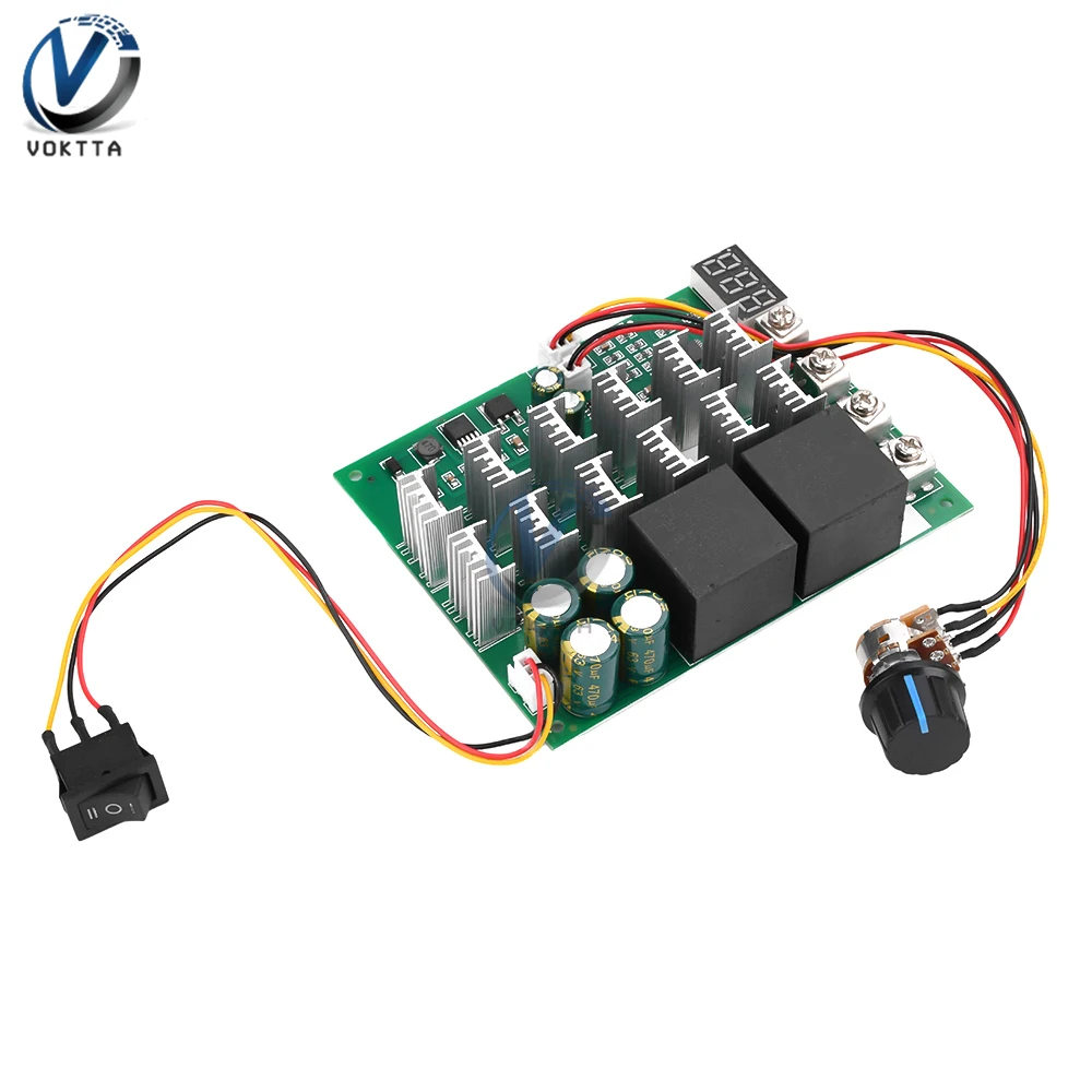 DC10-55V 60A PWM Speed Controller 0-100% Adjustable DC Motor Infinitely Variable Speed Switch Digital Tachometer 12V 24V 36V 48V