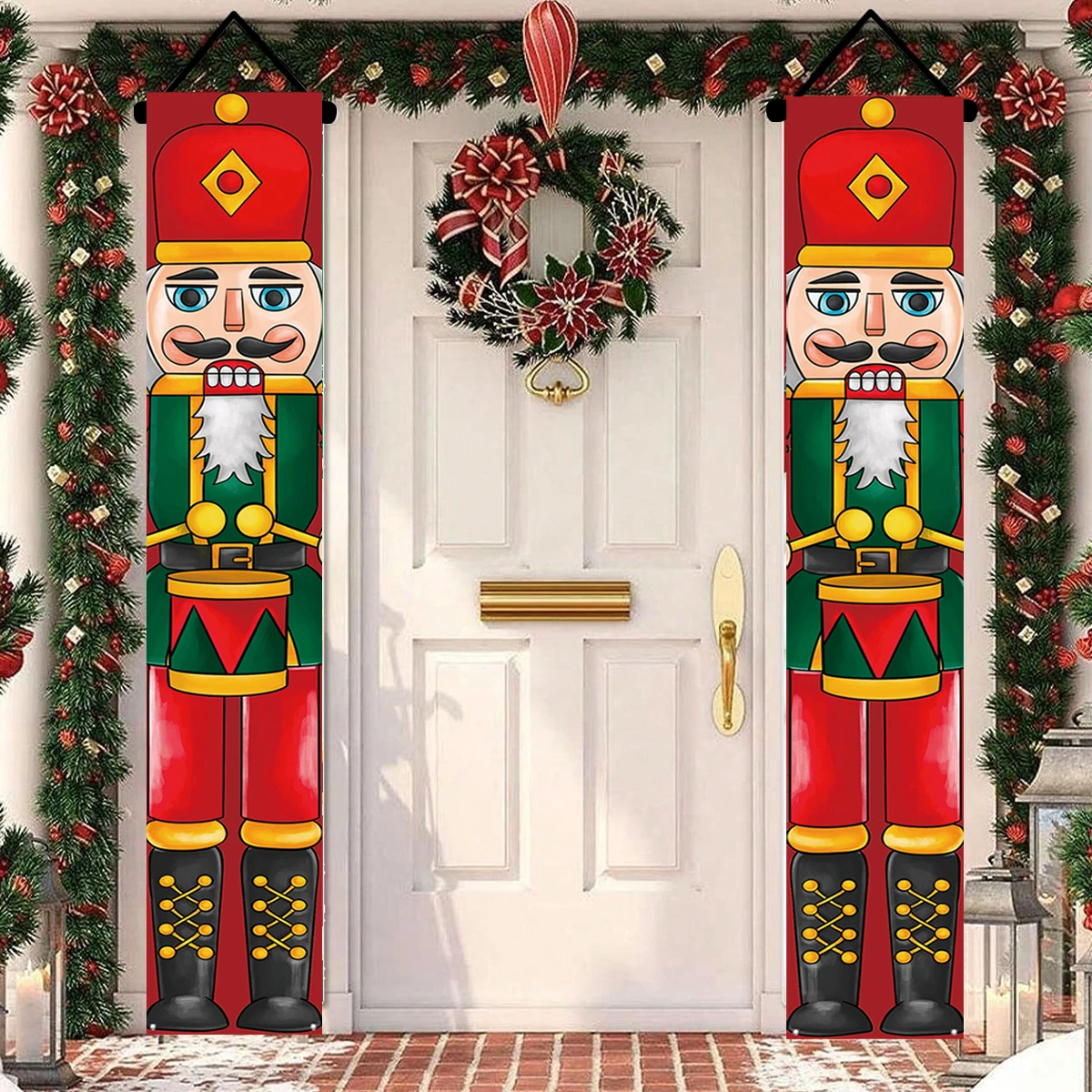 Christmas Door Couplet Merry Christmas Decoration for Home 2024 Xmas Porch Banner Set Ornament Navidad Natal New Year Gifts 2025