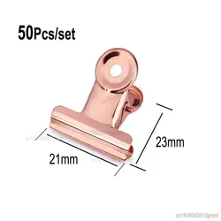 50Pcs/Set 21mm*23mm Round Metal Grip Clips Ticket Paper Stationery Bulldog Spring Clip 4 Color For Tags Bags Office School Gift