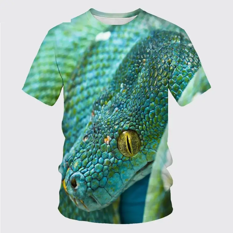 New Summer Horror Creepy Snake 3d Printing Men\'s Women\'s Children\'s Domineering T-shirt Fun Cobra Breathable Light Sports