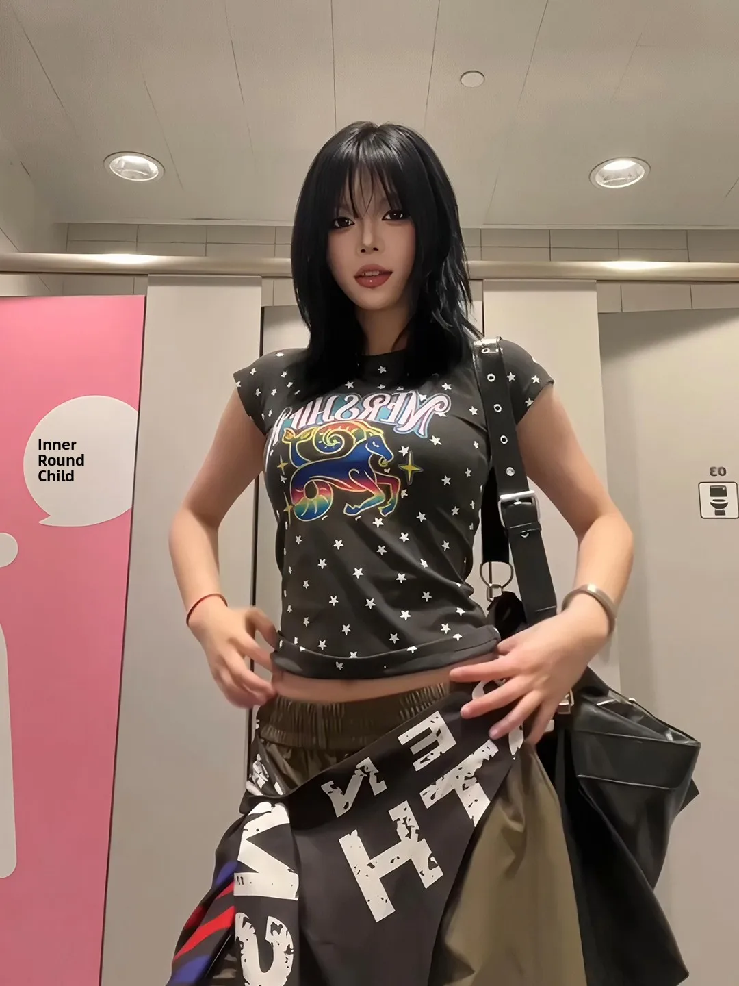 Amerikaanse Retro Star Print ort Sve T-shirt Dames Zomer Slim Fit Modal Top Hot Girl Sle Creatief Patroon Koel gevoel