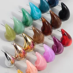 FishSheep Statement Chic Acrylic Dupes Chunky Tear Drop Earring for Women Lightweight Smooth Hoop Earrings Trendy Jewelry Gifts
