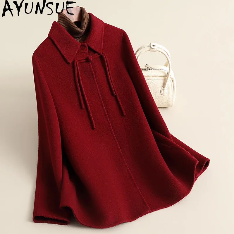 AYUNSUE Women's 100% Wool Coat Chinese Style Autumn Jackets for Woman Elegant Commuter Outerwear Woman Clothes 2026 Ropa Mujer