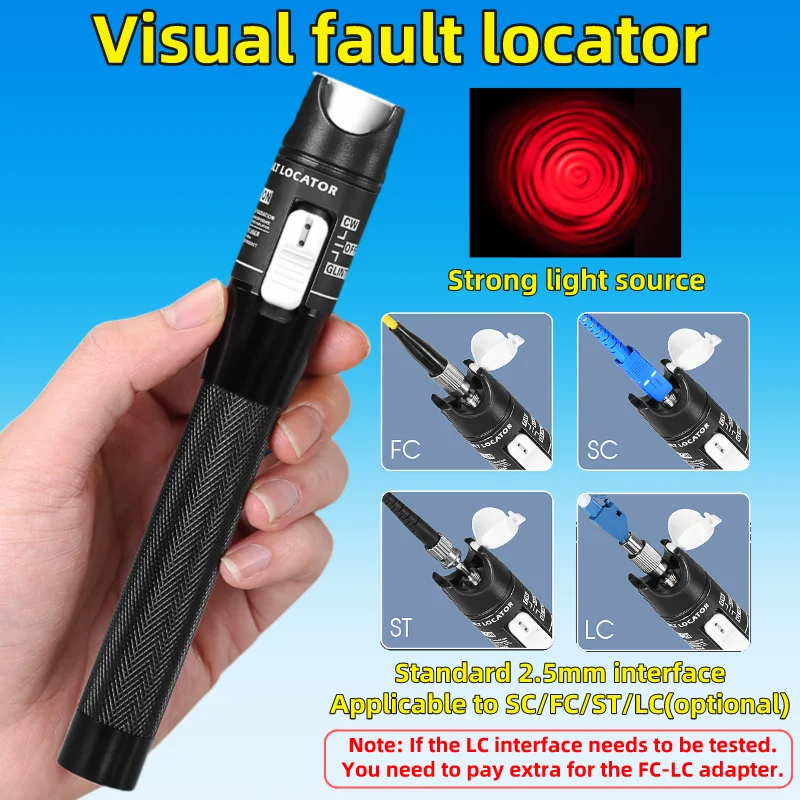 

30/1/10/20/50mW Visual Fault Locator FTTH Fiber Optic Test Tool VFL Optical Fiber Cable Testrer Pen SC/FC/ST 2.5mm Interface