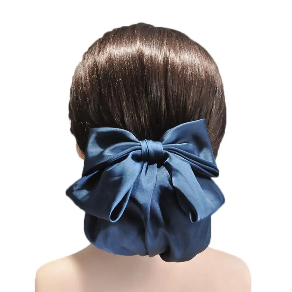 

Fashion Large Bowknot Spring Clip Ribbon Korean Style Bun Snood Ponytail Clip Spring Clip Hair Net Cover Bank