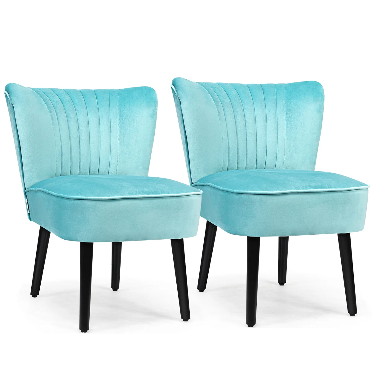 Set of 2 Armless Accent Chair Upholstered Leisure Chair Single Sofa Turquoise