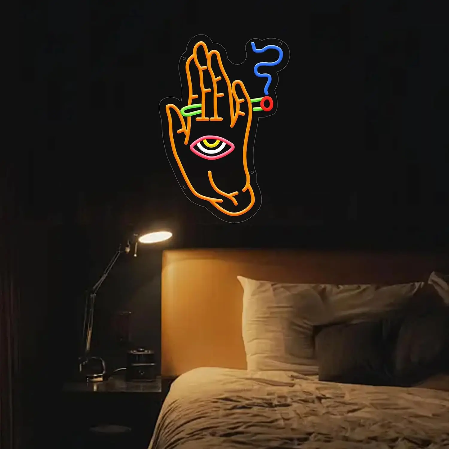 علامات يد نيون عين الشر ، علامة إضاءة ليد ، غرفة نوم ، غرفة ألعاب ، بار ، حانة ، مقاهي ، حفلة ، ديكور منزلي ، إضاءة ليلية ، هدية